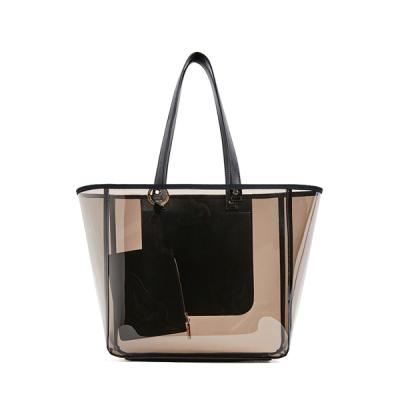 China Elegant transparent dress pvc clearlaides tote bags transparent women tank tote bag for sale