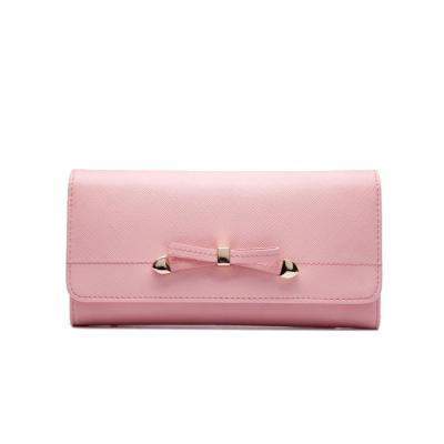 China Handsome Wallet Girls New Products Cute Pink Bow Faux Leather Lady Does Not Pinch for sale