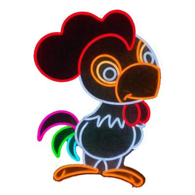 China LANDSCAPE theme park sign boards Chicken image custom led neon sign for sale