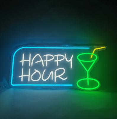 China Garden Silicone 6000k Daylight Led Happy Hour Neon Sign Alert Neon Sign for sale