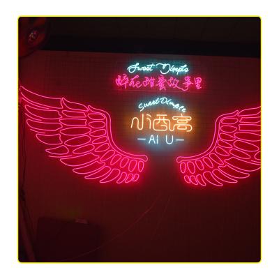 China Energy saving High quality angel wings shape neon signboard wall hanging background decoration angel wings  led neon light for decorative for sale