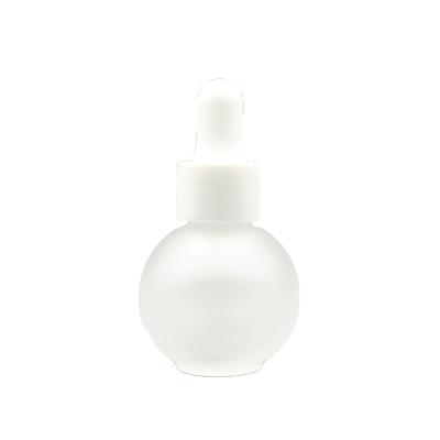 China Cosmetic Frosted Clear Color Round Ball Shape Serum Glass Dropper Bottle For Essential Oil 20ml 30ml 50ml for sale