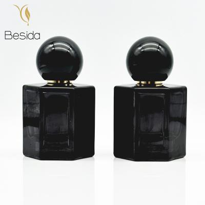 China Cosmetic Perfume Glass 30ml Bottle Cylinder Logo Printing With Slugged Bottom with Cover for sale