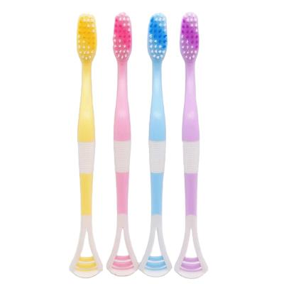 China Bilateral use 8 pieces in one toothbrush box adult tongue toothbrush wholesale use cleaner bilateral toothbrush for sale