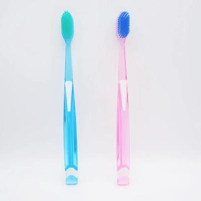 China 2 reusable in a transparent package rubered handle colored bristles to cover to handle reusable toothbrush adult toothbrush for sale