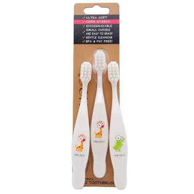 China High quality children's roothbrush cornstarch handle wholesale biodegradable kids toothbrush for sale