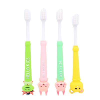 China Wholesale Ultra Soft Cute Animal Children Toothbrush Cartoon Bristle Round Handle With Color Toothbrush Kid Adult Children's Roothbrush for sale