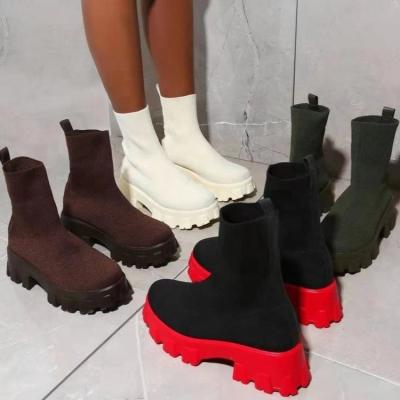 China 2021 autumn color sock boot women boots waterproof winter unique women's heel thick casual sexy walking fashion for sale