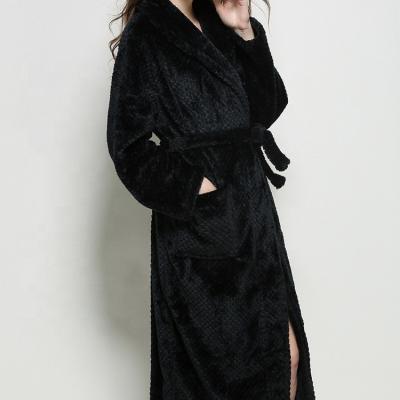 China Breathable Women Black 1 Piece Egyptian Cotton Super Warm Luxury Bathrobes for sale