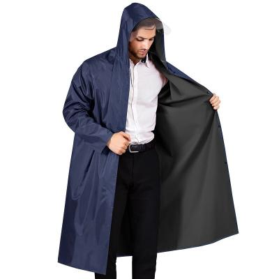 China Custom Made Eco-Friendly Fabric Reusable Classic Waterproof Hooded Raincoat Windproof Long Logo Raincoat For Men for sale