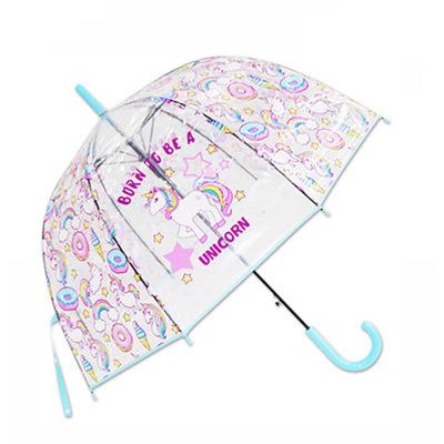 China Customized traditional clear transparent waterproof plastic girls unicorn dome shape poe umbrella for sale