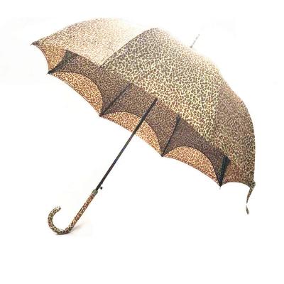 China New traditional leopard print custom wholesale design custom lady paraguas straight umbrella for sale