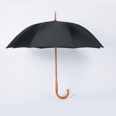 China High Quality Cheap Minimalist Open Handle Long Brown Wood Umbrella Rain Windproof Hand Umbrella for sale