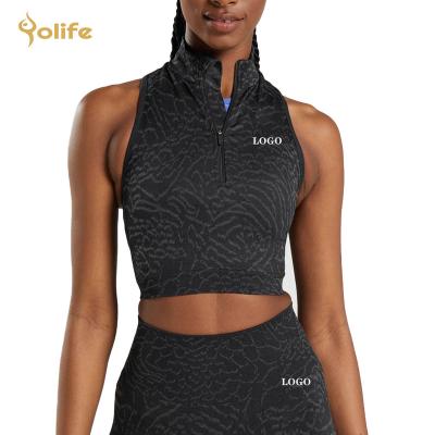 China Seamless Top Yoga Crop Top 1/2 Zip Top Yolife Backless Yoga Fitness Women High Neck Women's Yoga Crop Tops Breathable Zipper Crop Tops for sale