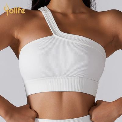 China Yolife Breathable 2022 High-impact Fitness One Shoulder Bra Women's Yoga Sports Seamless Bras For Women for sale