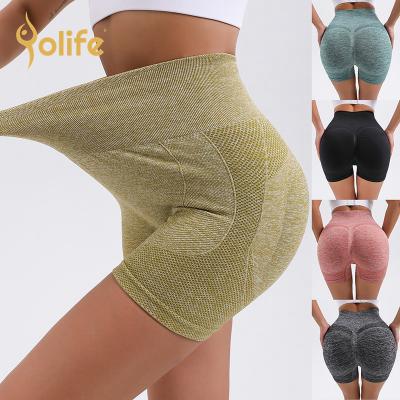 China Breathable Yolife 2022 New Women Cycling Running Shorts Fitness High Waist Push Up Gym Shorts Crac! crack! seamless yoga shorts for sale