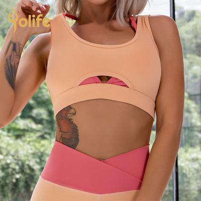 China Yolife Breathable New Women Sexy Sports Bra With Pad Push Up Crop Top Vest Style Fitness Gym Bra Workout Yoga Tops Sports Wear Active Tank for sale