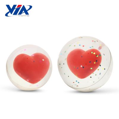 China Promotional Toy Valentine's Day Gift 3D Heart 45mm Ball Clear Bouncy Toy for sale