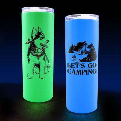 China Viable Luminous Tumbler Bulk, 20 oz Sublimation Glow In The Dark Stainless Steel DIY Lean Tumbler for sale