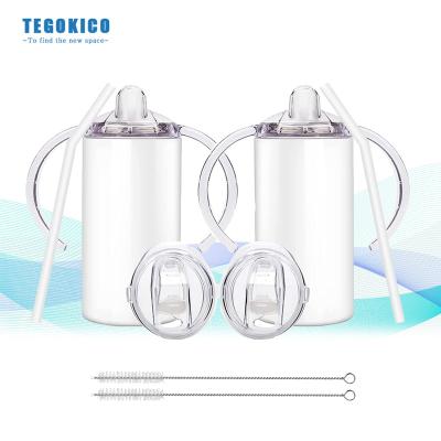 China Hot Sale 304 Stainless Steel Baby Sublimation Sippy Cup White Viable Hot Portable Ear Double Cup Kids Bottle Vacuum Insulated Cup for sale