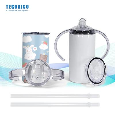 China Sustainable USA Warehouse Stocked 12oz Stainless Steel Sublimation Kids Straight White Sippy Cup Tumblers With Handle BPA Free Baby Bottle for sale