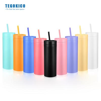 China 16oz Luxury Popular Pastel Multicolor Cups Double Wall Tumbler Plastic With Straw Matte Pastel Colored Acrylic Tumblers Gift for sale