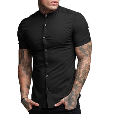 China Solid Color Anti-pilling Short Sleeve Men's Clothing Dress Shirts High Quality Work Casual Shirt for sale