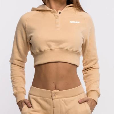 China Custom Wholesale Women's Anti-wrinkle Fashion Gym Crop Top Hoodie for sale