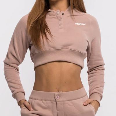 China Wholesale High Quality Custom Crop Top Anti-wrinkle Gym Hoodies For Women Cotton Cropped Hoodies for sale