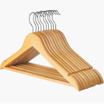 China Logo Clothing Boutique Anti-slip Natural Solid Customized Wooden Hangers for sale