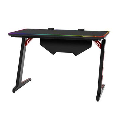 China Popular Extendable Internet Cafe Black Steel Frame Gaming Desktop PC Computer Desk Table Especially Customized For Gamer Office Businessman for sale