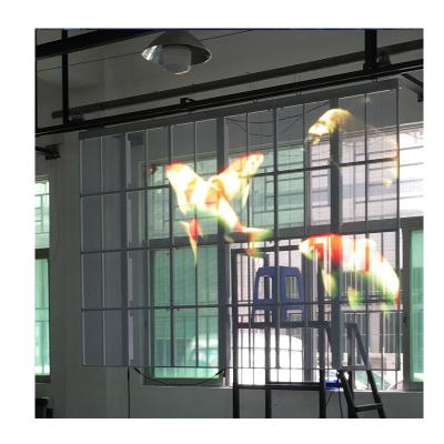 China Window Shop Poster P3.91 Advertising Pantalla Panel Movie Glass LED Poster Indoor Transparent Display for sale