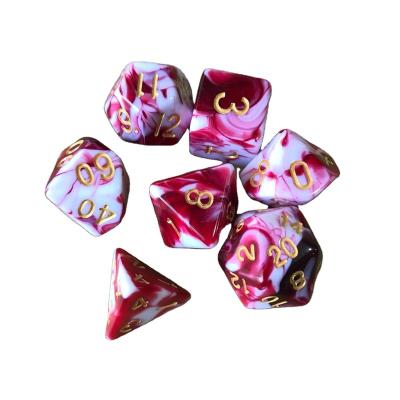 China Eco-friendly decompression 7 sets of new color two multi-sided dice stock group digital dice set acrylic border board game for sale