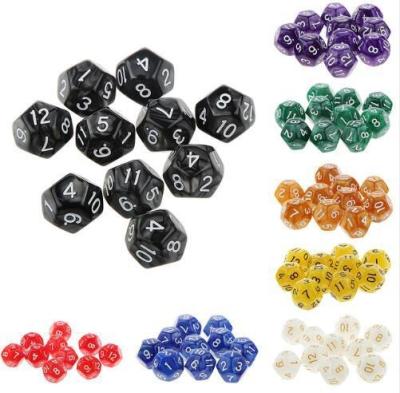 China Acrylic 12 Sided Digital Dice Set Twelve-Color Dice Multi-Sided Numbers Eco-friendly Decompression for sale