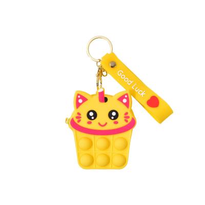 China Squeezable Push Bubble Reliever Effort Busy Person Sensory Toys Jumping Silicone Customize Small Bag Squeeze Key Chain Colorful Customized Toys for sale