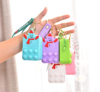 China Squeezable Push Bubble Reliever Effort Busy Person Sensory Toys Jumping Silicone Customize Bag Squeeze Key Chain Colorful Small Toys Hot for sale