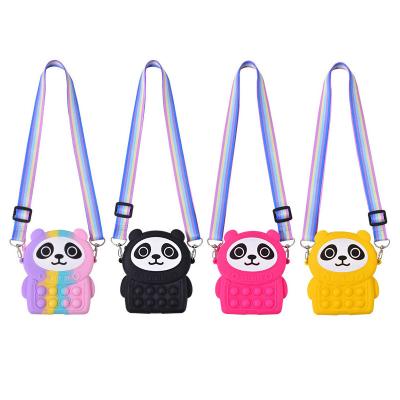 China 2022 Children Silicone Busy Person Toy Squeezable Cute Bubble Cross Small - Body Shoulder Bear Coin Purse Girls Kids for sale