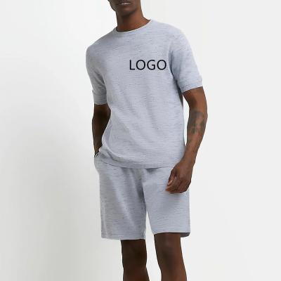 China OEM Breathable Men's Short Sleeve Summer 2 Piece Joggers Hide Logo Shorts Set Custom Casual Men for sale