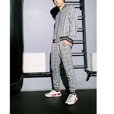 China QUICK DRY Custom Slim Jogging Plaid Two Piece Sports Suits Outdoor London Casual Gents Suits Fashionable Clothing Set QUICK DRY Tracksuit For Men for sale