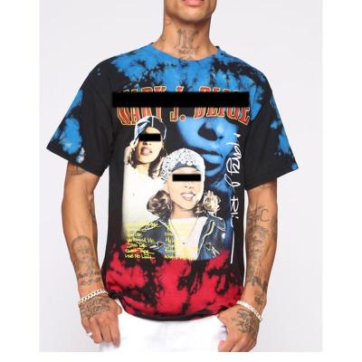 China Custom Color Collar Wholesale Tie-Dye Printing Anti-Wrinkle Factory Anti-Wrinkle Round T-Shirts 100% Cotton Big Size Hip Hop Men's Casual T-Shirts for sale