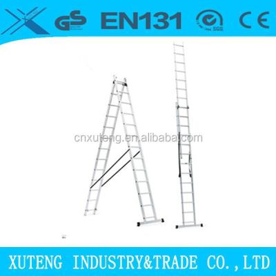 China Double folding ladders section aluminum lightweight extension ladder, extendable ladder, self-supporting ladder for sale