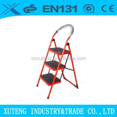 China Cheap Folding Ladders Red Iron / Home Used Metal Steel Ladder With EN131 Certificate for sale