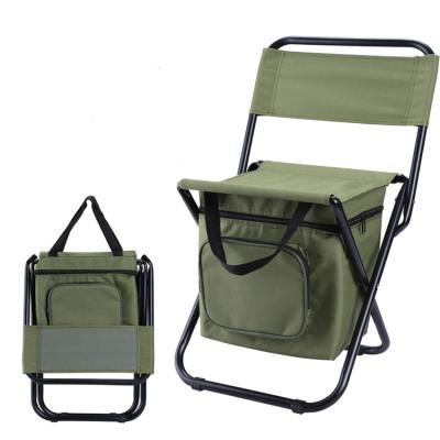 China Waterproof Lightweight Backrest Stool Compact Folding Chair Seat with Cooler Bag and Shoulder Straps for Fishing, Camping, Hiking for sale