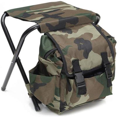 China Easy-carry ultralight camouflage 3 in 1 portable foldable outdoor fishing hiking hunting camping backpack chair for sale