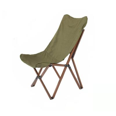 China Best Furniture Modern Outdoor Portable Beach Beech Wood Folding Canvas Lounger Butterfly Camping Chair for sale