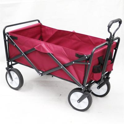 China Wholesale Custom Outdoor High Quality Easy Camping Cart Foldable Garden 4 Wheels Metal Wagon Folding Cart for sale