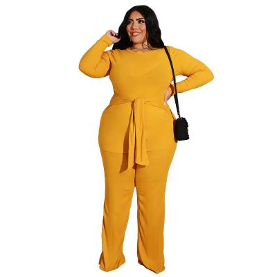 China Breathable Breathable Loose 2 Piece Sets Plus Size Women Clothing Long Sleeves Lounge Set Casual Wide Leg Pants Set Comfortable Women for sale