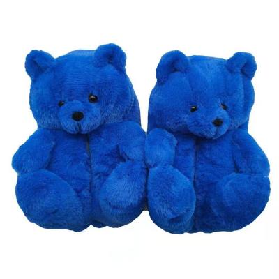 China 2021 Fashion Trend Soft Cute Teddy Bear Plush House Shoes Winter Warm Indoor Slippers Soft Fluffy Slippers for sale