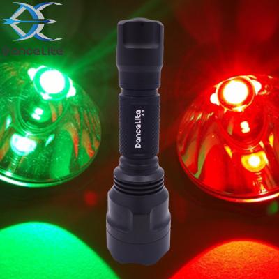 China OEM C8 Red Color Industrial Flashlight XPE2 R5 650nm / 532nm Green Light Chasing (