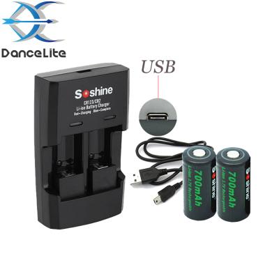 China UniversalÂ   UniversalÂ   Soshine SC-S5 Smart USB Charger for 3.7V CR123 CR2 16340 Battery + 2pc CR123 700mA Rechargeable Battery for sale